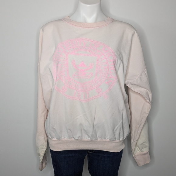 ✨3/$15 Vintage University of Michigan pink long sleeve lightweight top L - Picture 1 of 9